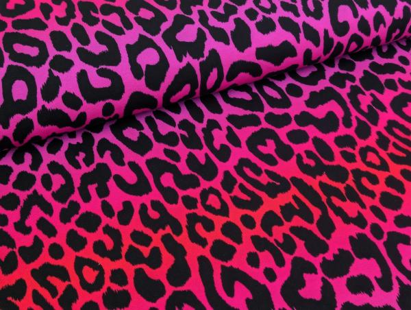 French Terry Digital Leo Regenbogenstreifen Pink